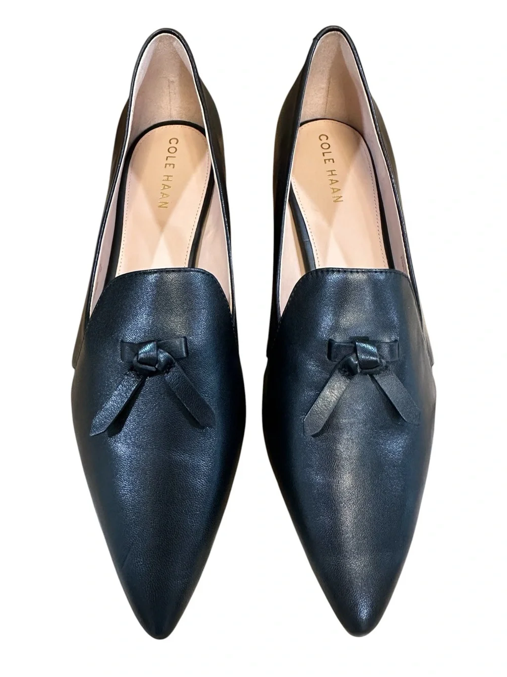 NWOB Cole Haan Black Viola Skimmer Leather Loafers with Bow Trim 9.5 Women’s